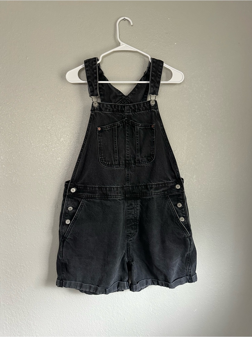 Old Navy Black Denim Shorts Overalls